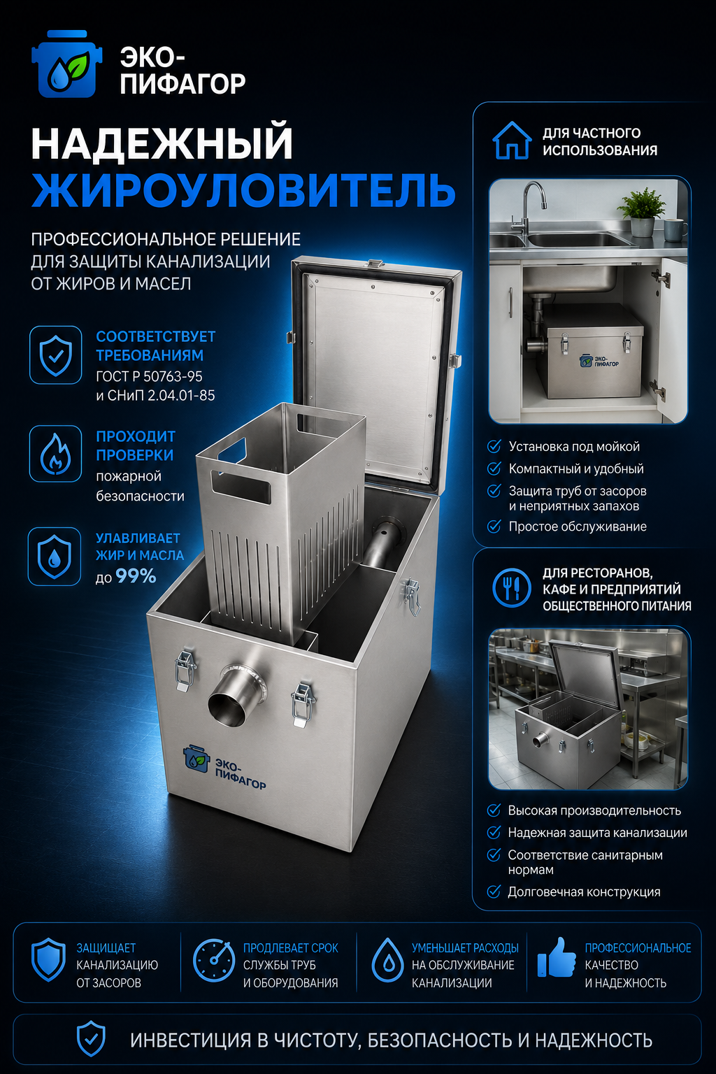 Металлический жироуловитель под мойку 80л (Копировать)